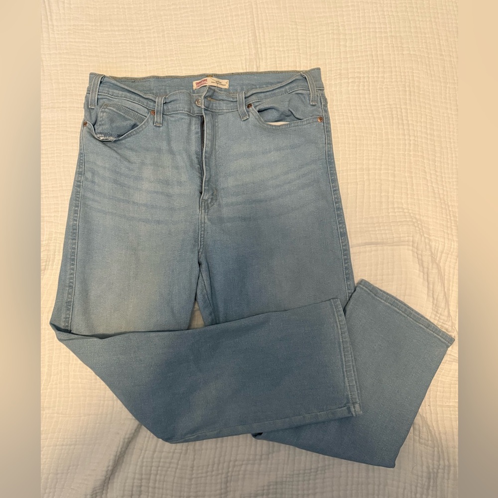 Signature Light Blue Women's Straight Leg Jeans - Picture 2 of 2